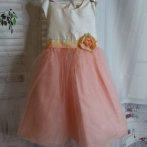 3/$30 Perfectly Dressed peach pink white tulle overlay sleeveless dress size 4T